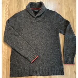 Banana Republic Shawl Collar Sweater Mens Large Brown Black Knit Pullover